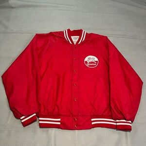 True VTG 80s‎ Carnation Milk Snap Front Jacket Men Red Indie Skate USA-M/L-3602